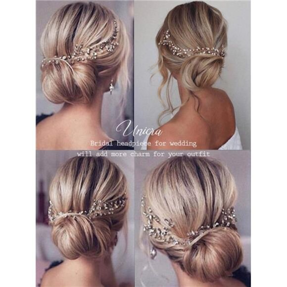 Bride Wedding Rhinestone Hair Vine Bridal Silver Hair Piece Crystal Headband - Picture 3 of 7